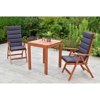 Gartentischgruppe Vitoria 3--Teilig. Aus Holz Mit Auflagen - Eukalyptusholzfarben/Grau, KONVENTIONELL, Holz/Textil - Gardenson