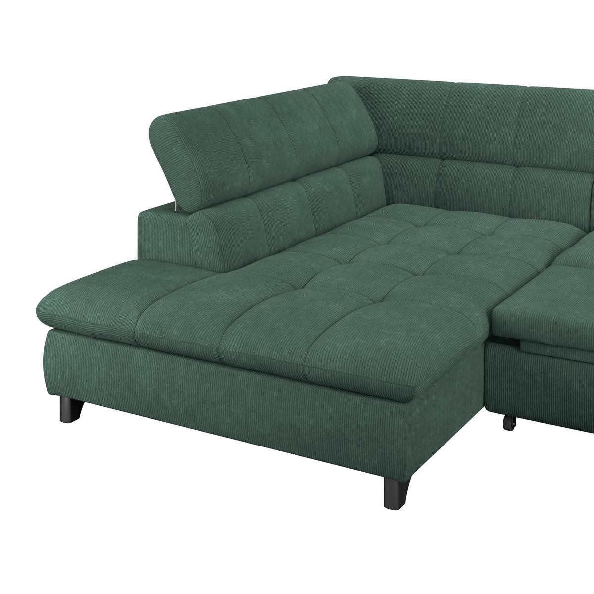 Ecksofa Gemini Waldgrün, B: 234cm - Waldgrün/Chromfarben, KONVENTIONELL, Textil (234/312cm)