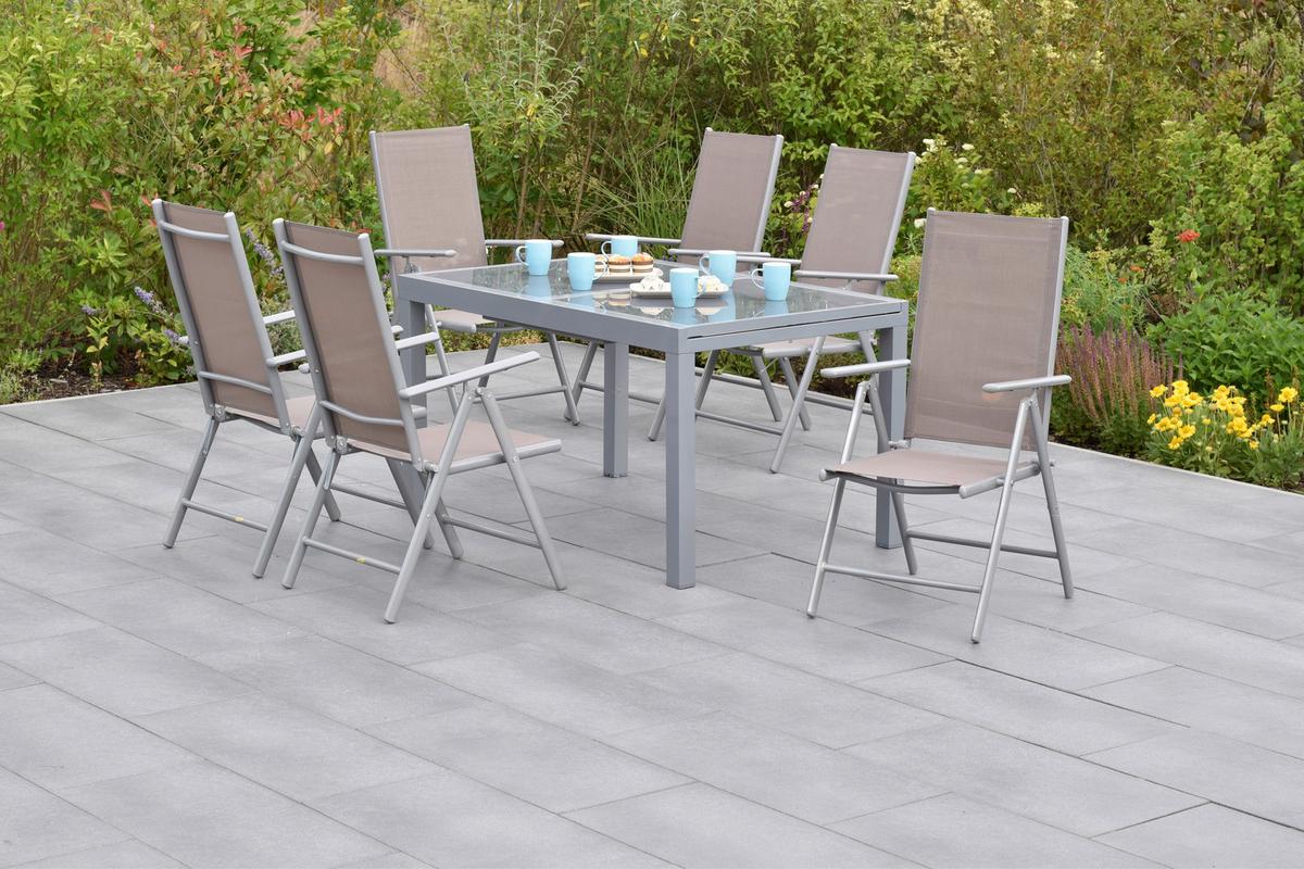 Gartenset Amalfi - Taupe/Silberfarben, MODERN, Textil/Metall - Gardenson