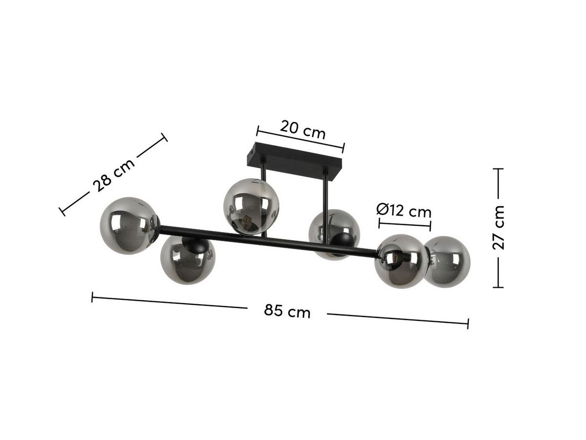 Stropné svietidlo Lisib,Š/V: 85/28cm,čierna - čierna/chrómová, Modern, kov/sklo (85/28/27cm) - Modern Living