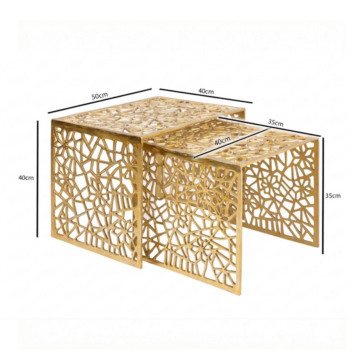 SATZTISCH Goldfarben 2-teilig - Goldfarben, Design, Metall (50/40/40/35/40/35cm) - MID.YOU