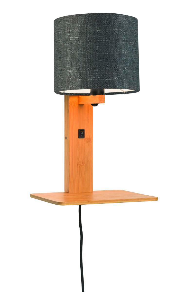 Wandleuchte Andes/w1/n/1815/dg - Dunkelgrau/Naturfarben, Trend, Holz/Textil (19/24/36cm) - Good & Mojo