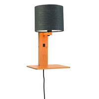 Wandleuchte Andes/w1/n/1815/dg - Dunkelgrau/Naturfarben, Trend, Holz/Textil (19/24/36cm) - Good & Mojo