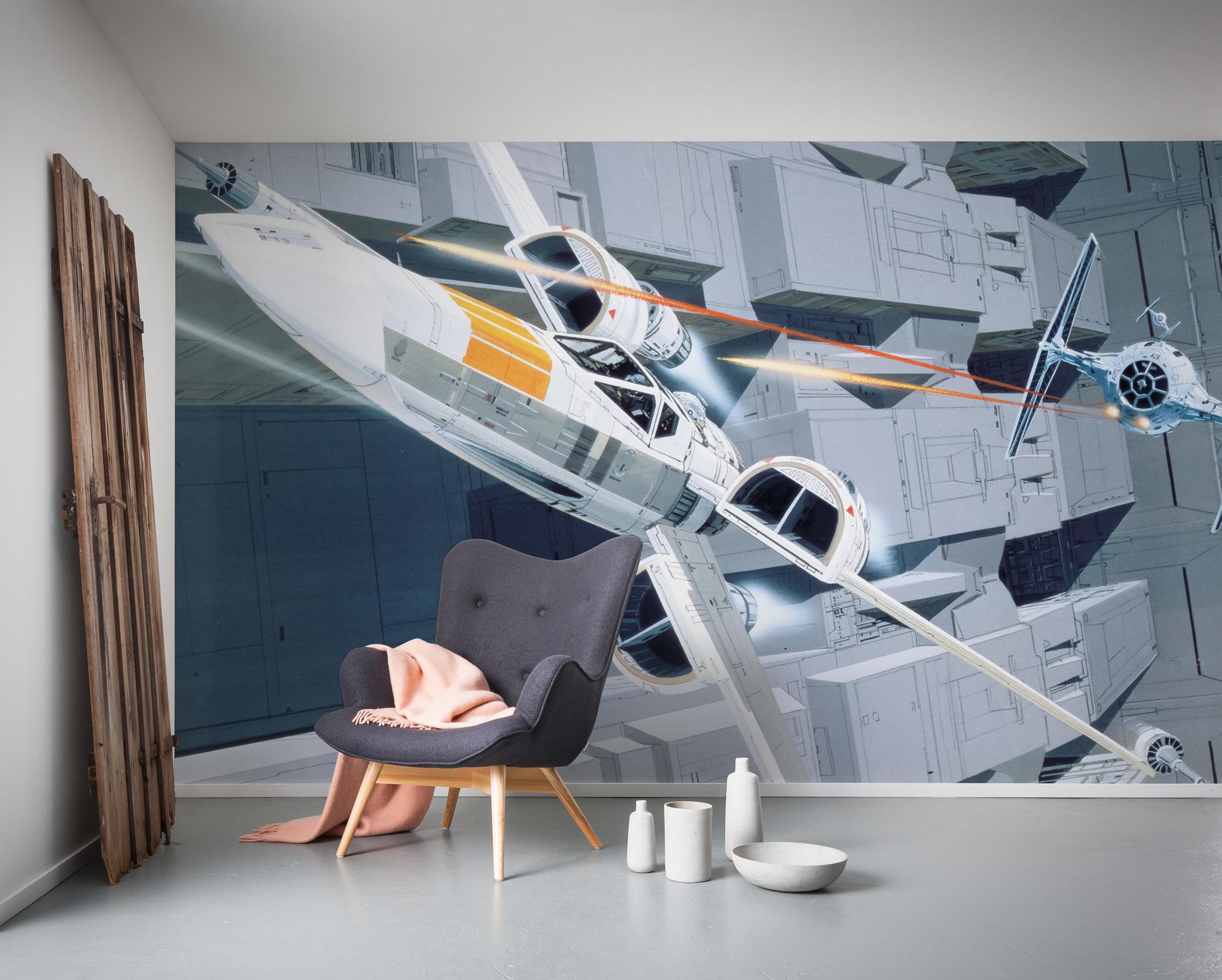 Fototapete Star Wars X-Wing Vs Tie-Fight. - Multicolor, Trend, Textil (500/250cm)