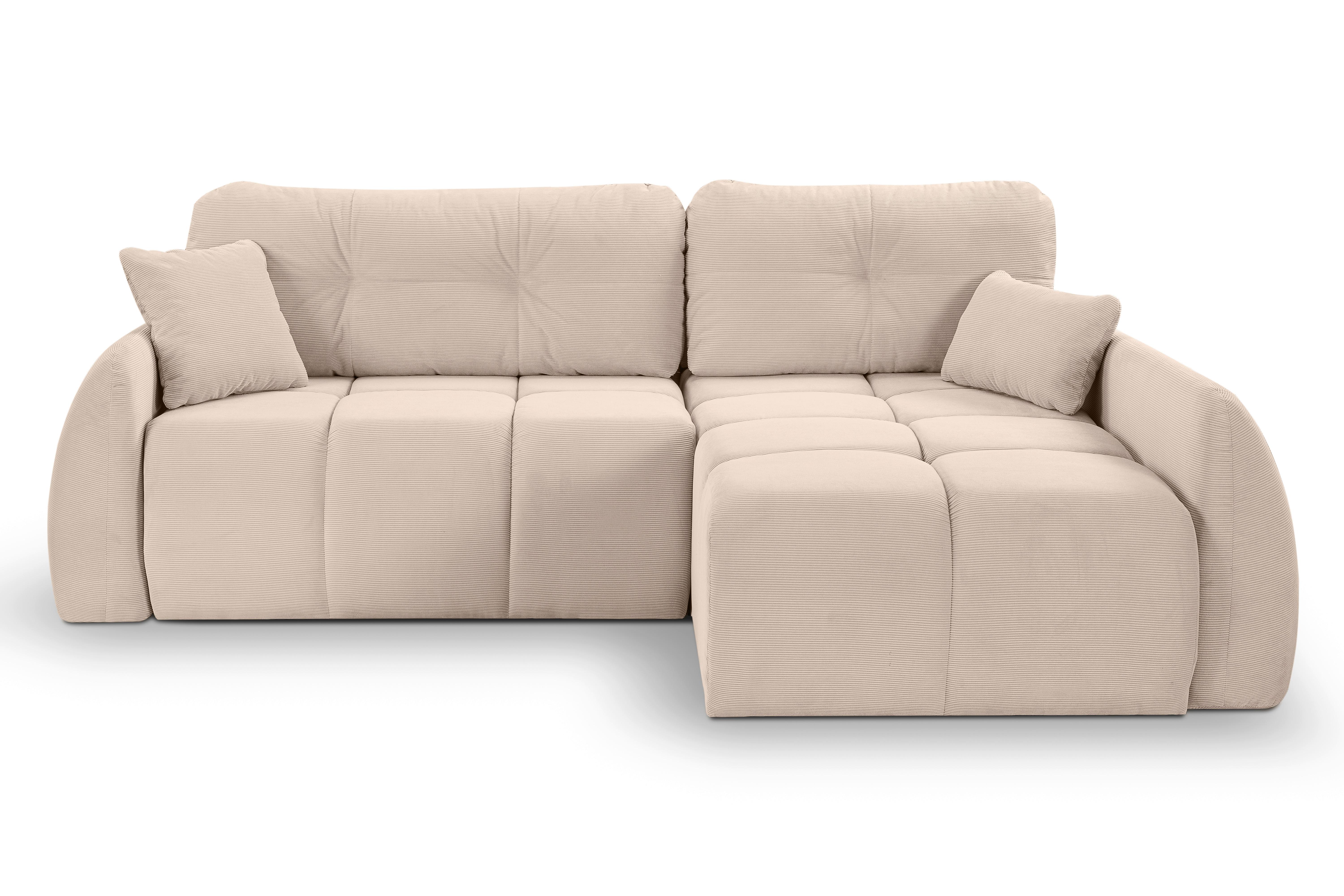 Ecksofa Sancho Long Beige S: 255x155cm - Beige/Schwarz, Basics, Holz/Textil (255/155cm) - MID.YOU