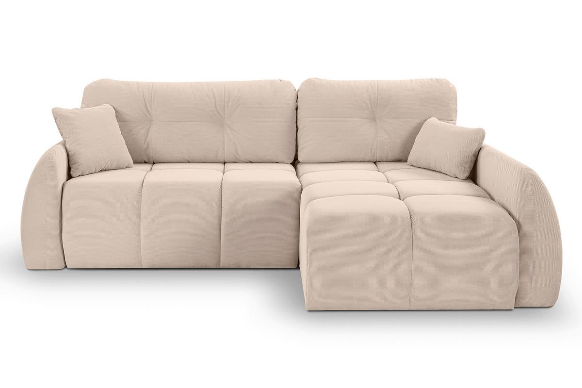 Ecksofa Sancho Long Beige S: 255x155cm - Beige/Schwarz, Basics, Holz/Textil (255/155cm) - MID.YOU