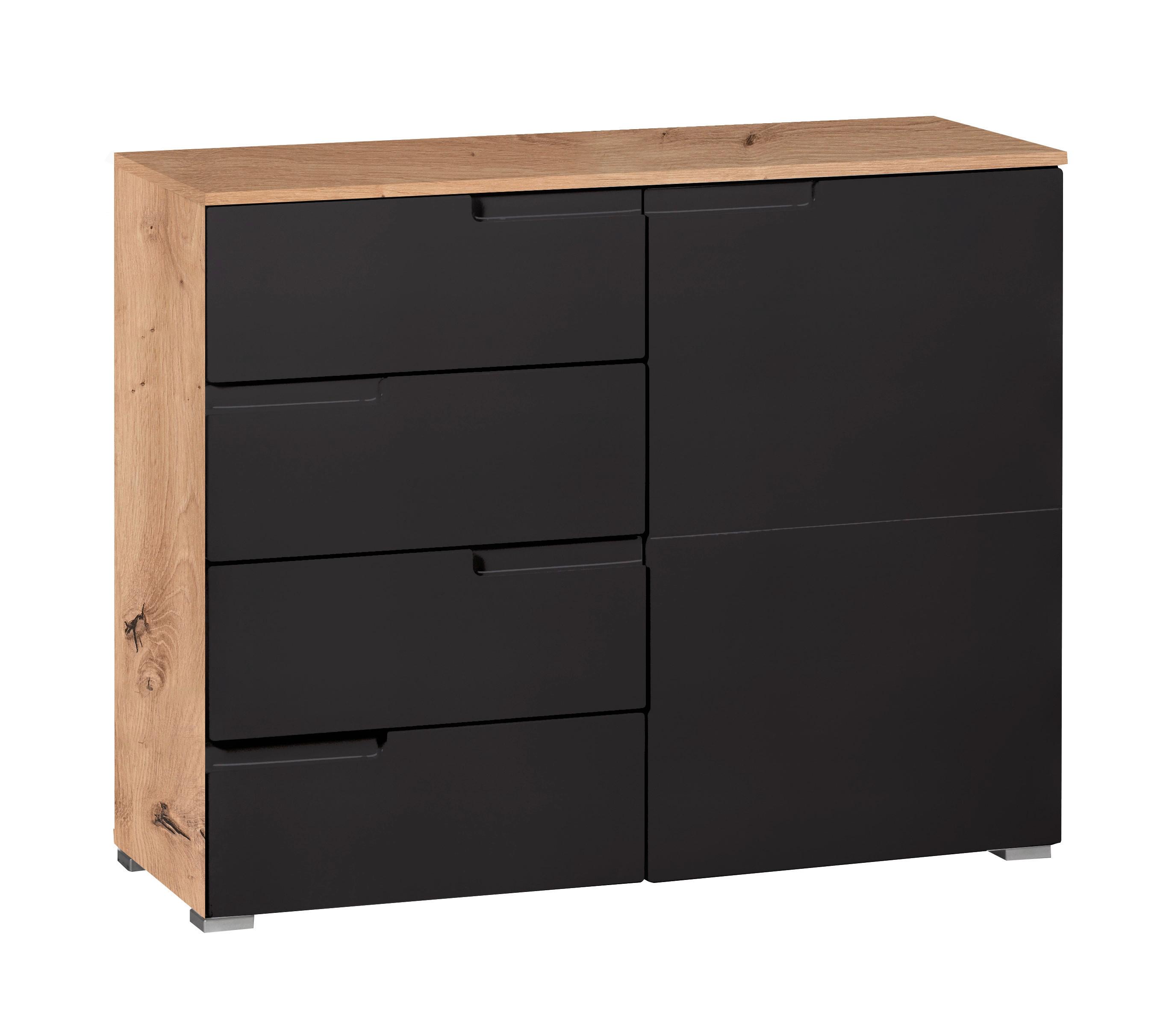 Komód Moon 3 100/80 Cm - Artisan tölgy/antracit, Modern, faalapú anyag (100/80/40cm)