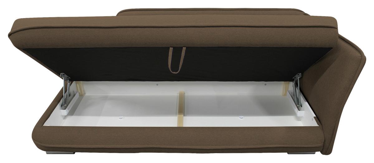 Liege Latte Braun inkl. Bettkasten Ottomane Rechts - Silberfarben/Braun, Design, Textil (224/84/99/107cm) - MID.YOU