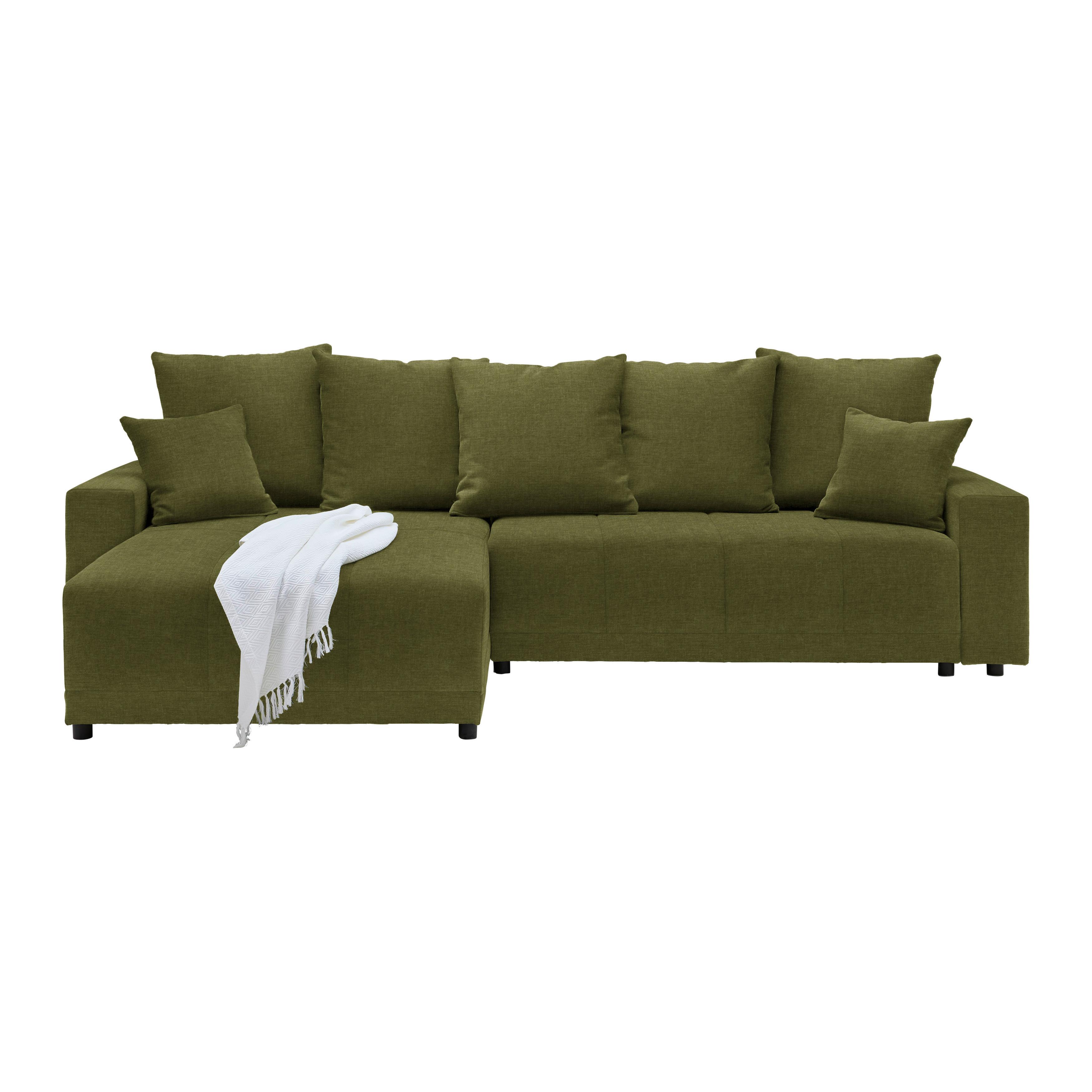 Rohová sedačka ALATRI, oboustr.,oliv.zelená,s polšt. - černá/zelená, Moderní, textil/plast (289/90/176cm) - Based