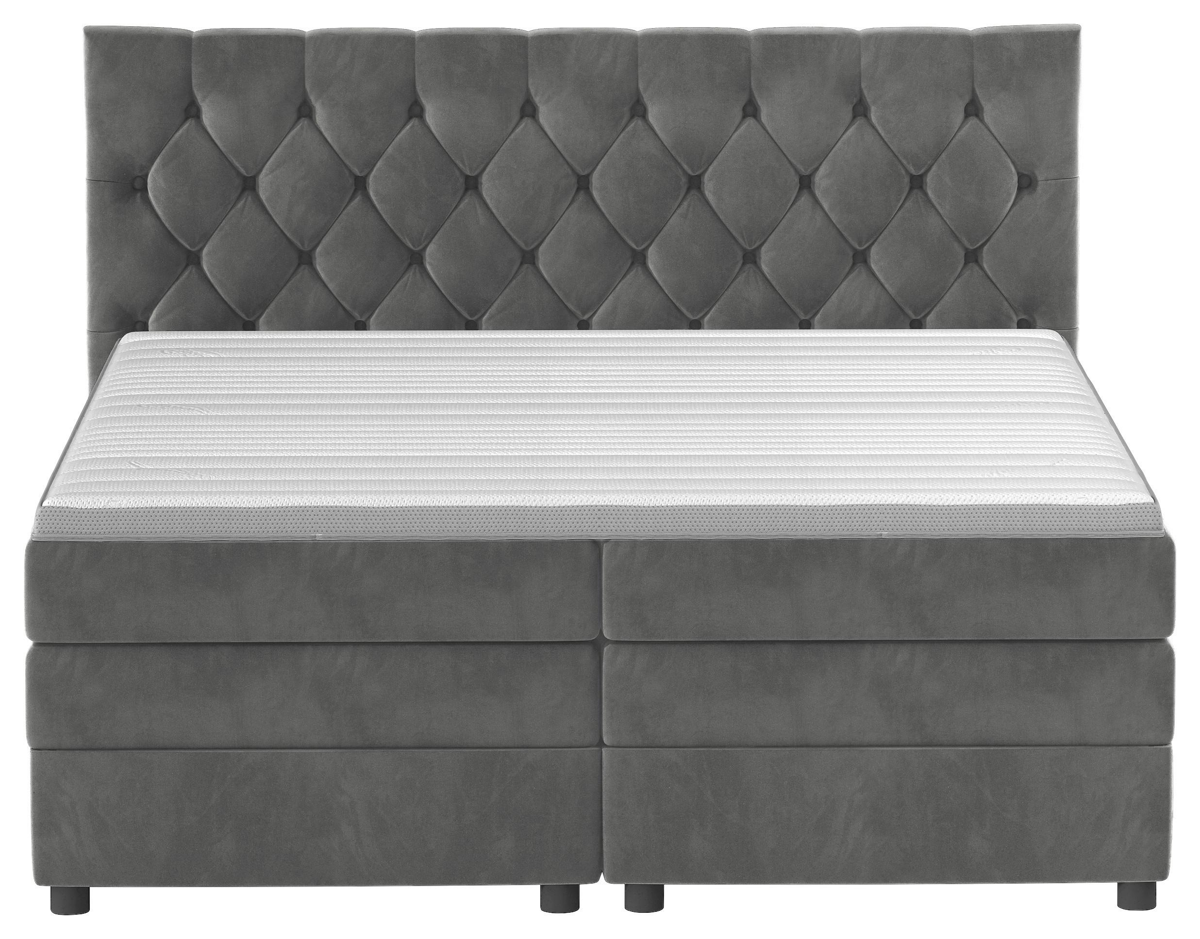 Boxspringbett Swing 19 Graphitfarben 140x200 Cm H2 - Schwarz/Graphitfarben, ROMANTIK / LANDHAUS, Textil (144/121/212cm) - James Wood