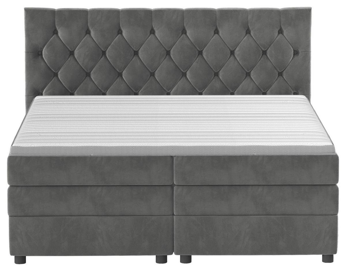 Boxspringbett Elio Graphitfarben 180x200 cm H3 - Schwarz/Graphitfarben, ROMANTIK / LANDHAUS, Textil (184/121/212cm) - James Wood