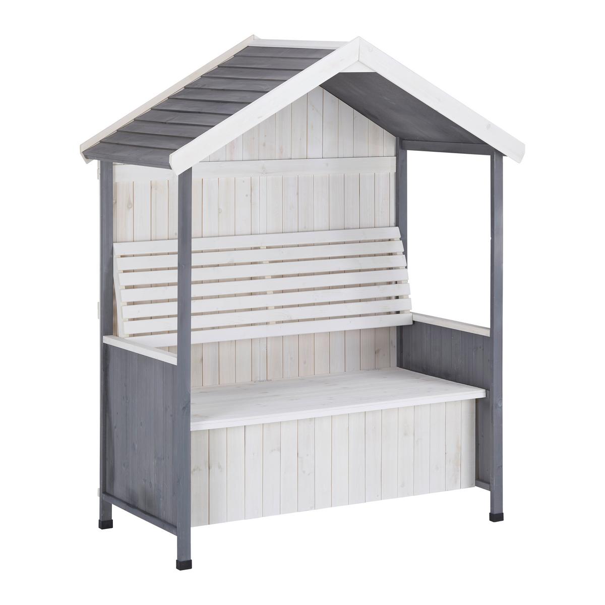 Zahradní lavice z masívu Giuliana bílá/šedá - šedá/bílá, Moderní, dřevo (135/170/75cm) - Bessagi Garden