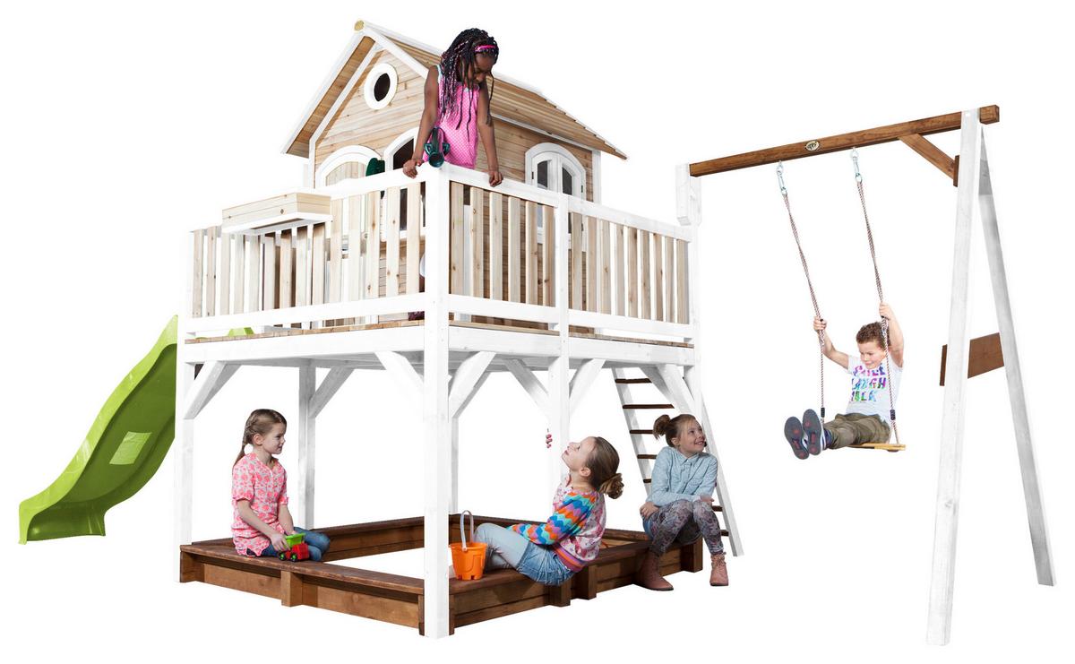 Spielturm A030.152.11 - Braun/Weiß, KONVENTIONELL, Holz/Kunststoff (541/291/277cm) - Ambia Garden