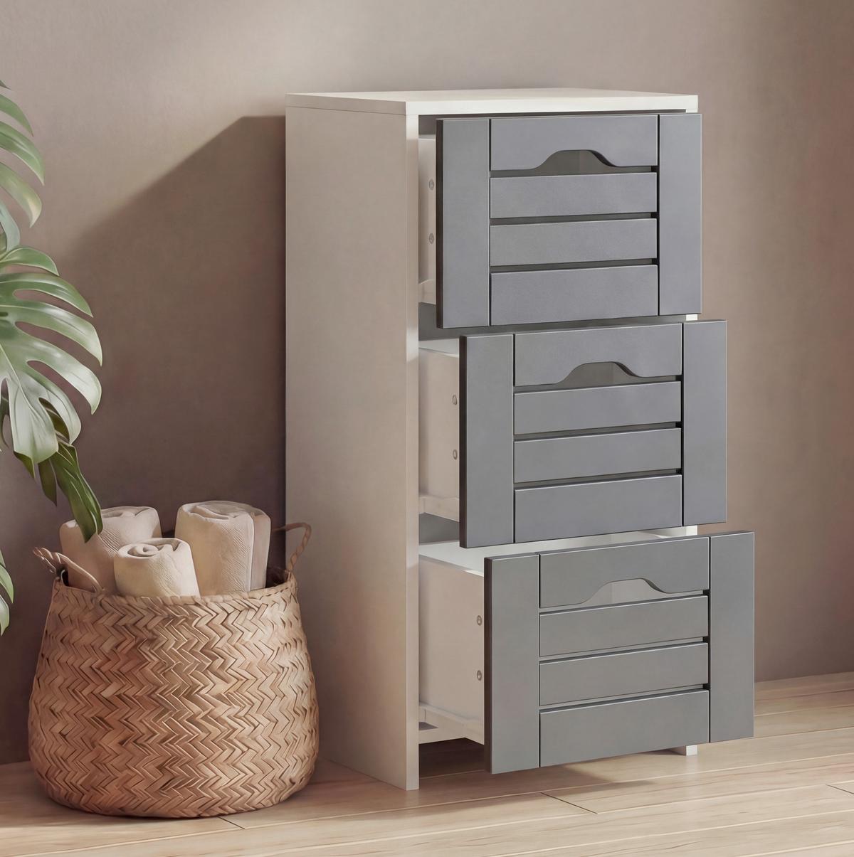 MIDISCHRANK Flonali Weiß/Anthrazit B: 38cm - Anthrazit/Weiß, Trend, Holzwerkstoff (38/76/28cm) - MID.YOU