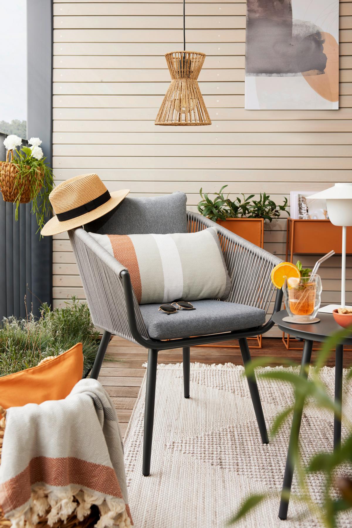 SADA NA BALKON JURI - světle šedá/antracitová, Moderní, kov/textil (60/79/64cm) - Mömax