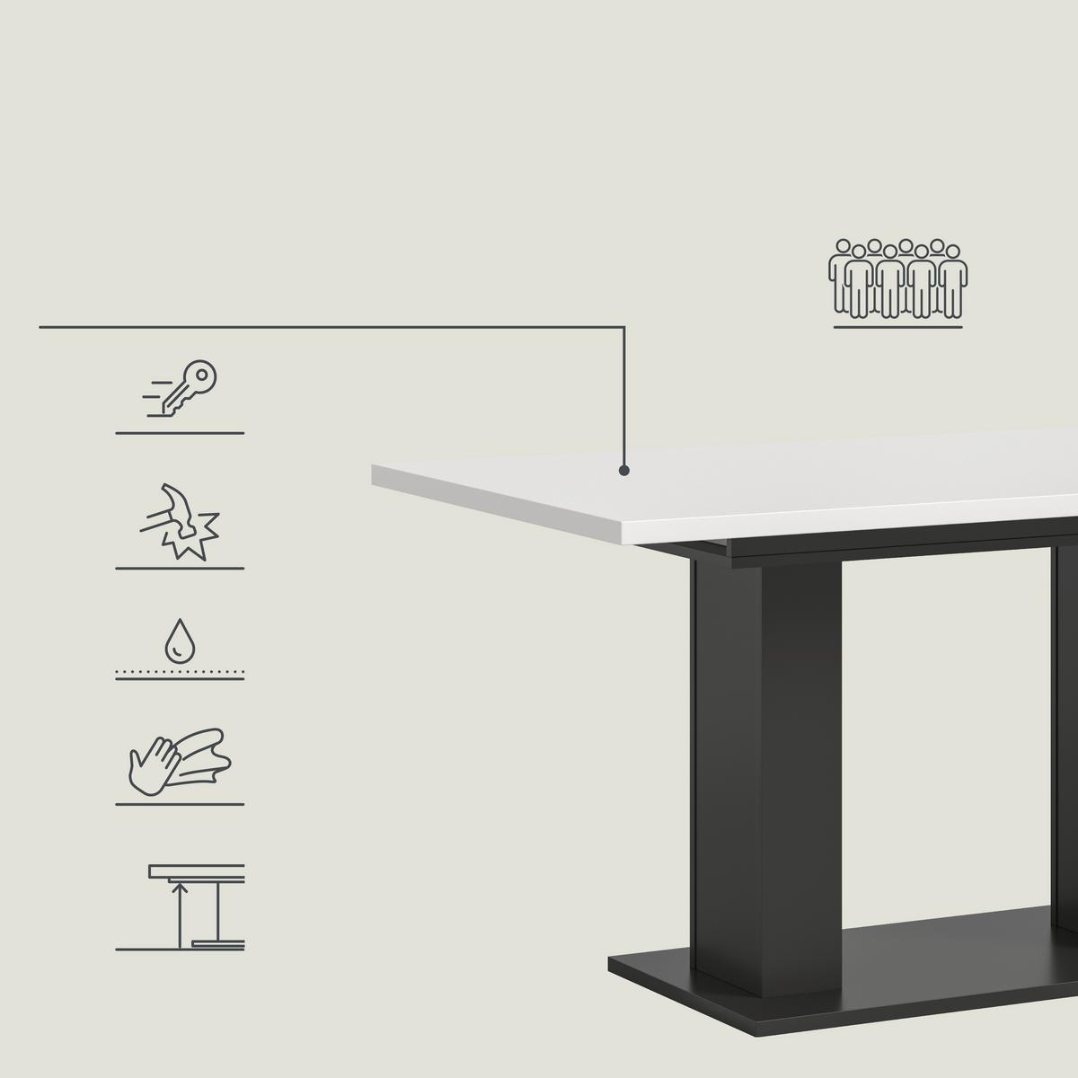 Ausziehtisch Marlon 150 Az Weiß/grau, B:150-190 Cm - Weiß/Grau, KONVENTIONELL, Holzwerkstoff (150-190/90/76cm) - MID.YOU