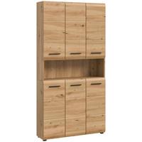 Hochschrank Ice Eiche Artisan Dekor B: 90cm - Schwarz/Eiche Artisan, Basics, Holzwerkstoff (90/185/30cm) - MID.YOU