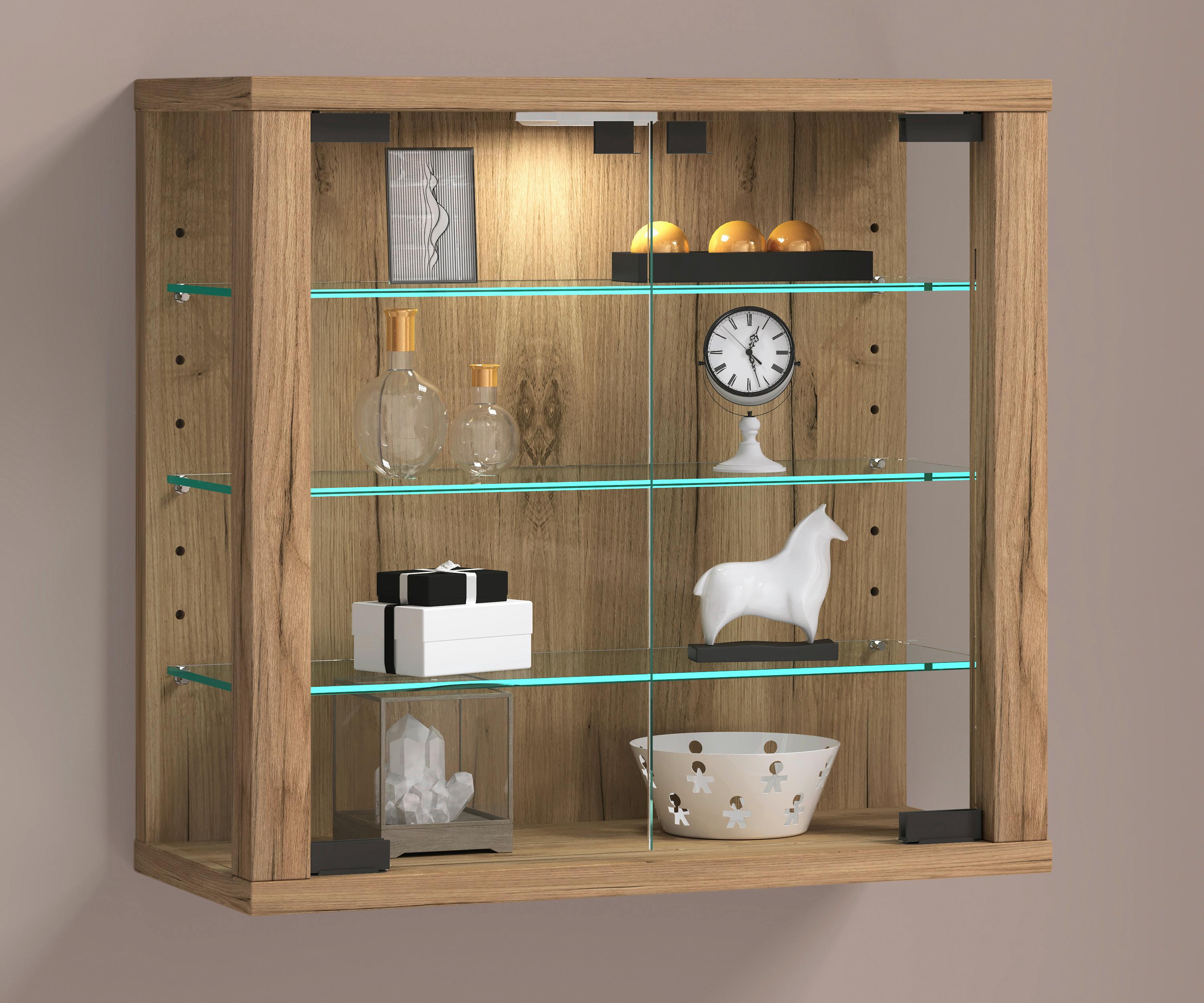 Vitrine Vitrosa Honigeiche Dekor B: 43 cm - Honigeiche, Design, Glas/Holzwerkstoff (43/40/18cm) - MID.YOU