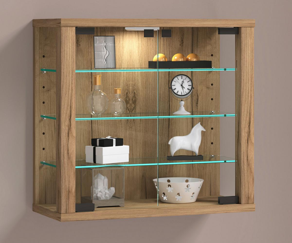 Vitrine Vitrosa Honigeiche Dekor B: 43 cm - Honigeiche, Design, Glas/Holzwerkstoff (43/40/18cm) - MID.YOU