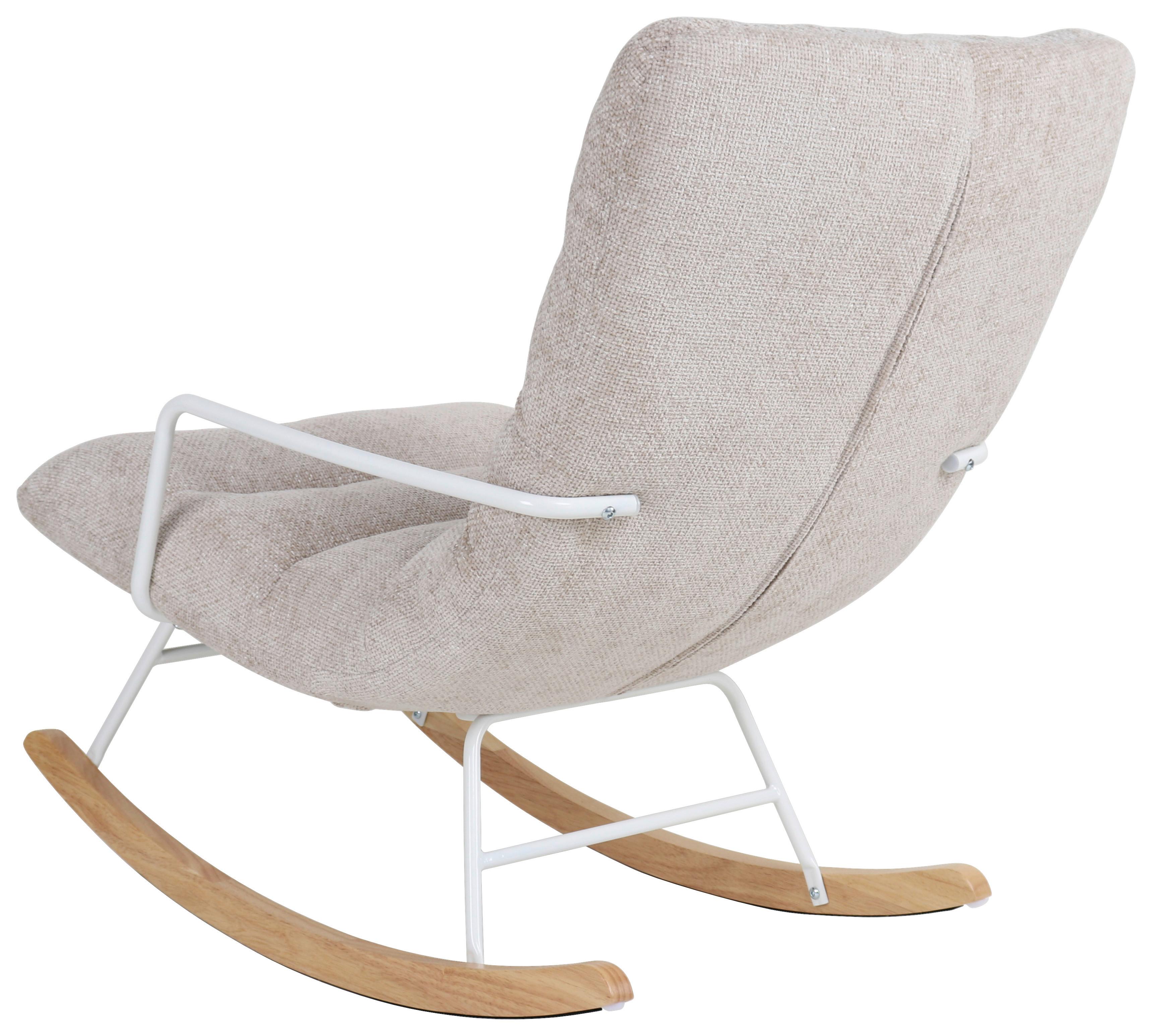 Houpací židle SWINGO, krémová žinylka - bílá/krémová, Moderní, kov/dřevo (72/96/110cm) - Mömax