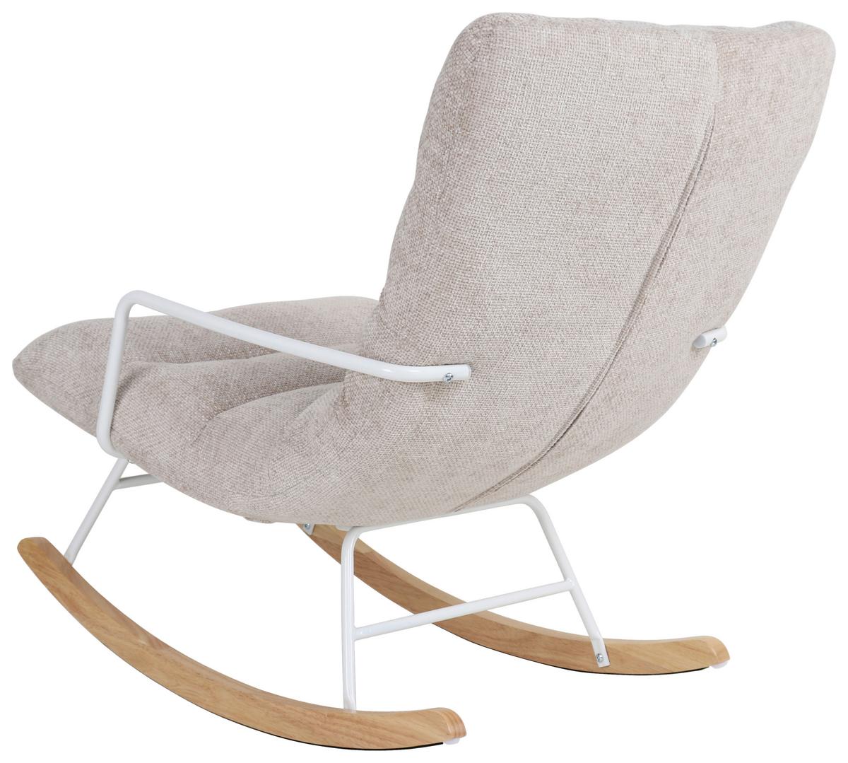 Houpací židle SWINGO, krémová žinylka - bílá/krémová, Moderní, kov/dřevo (72/96/110cm) - Mömax