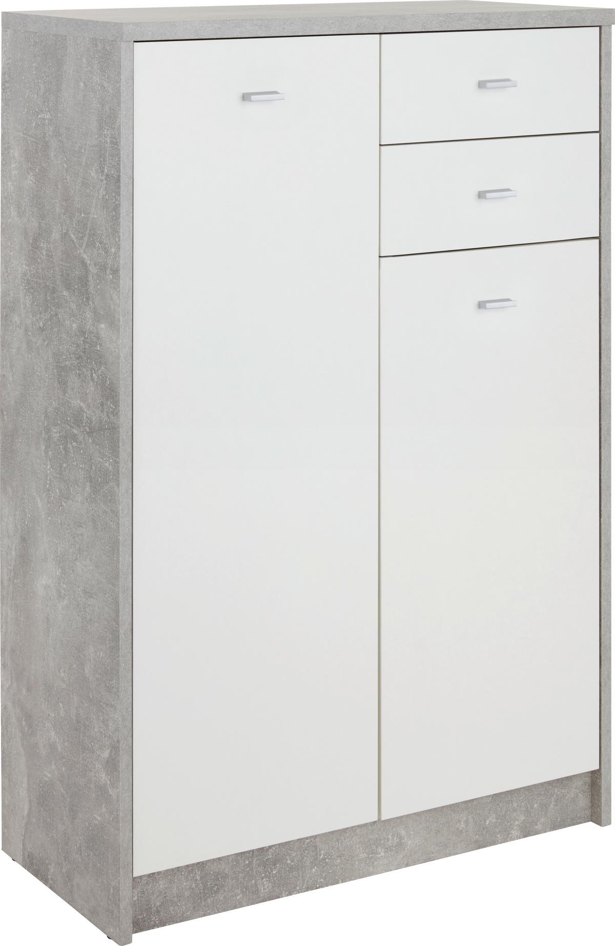 Kommode B 74cm 4-You New, Betonoptik/Weiß - Schwarz/Weiß, MODERN, Holzwerkstoff (74/111,4/34,6cm)