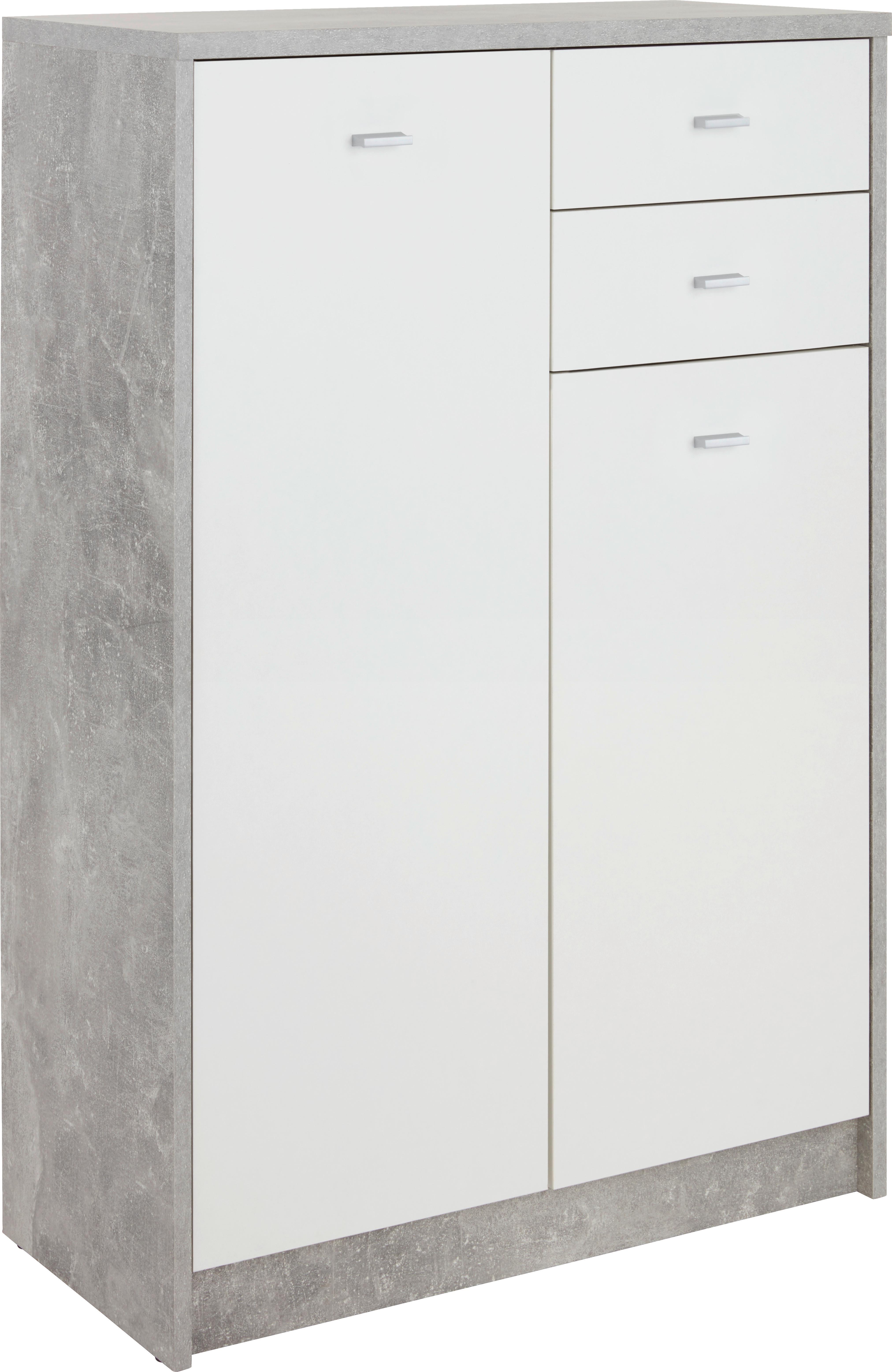 Kommode B 74cm 4-you New, Betonoptik/weiß