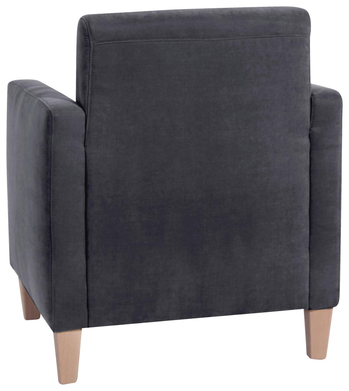 Polstersessel Mit Armlehnen Milla Samt Anthrazit - Anthrazit/Naturfarben, Design, Textil (71/81/70cm) - Max Winzer