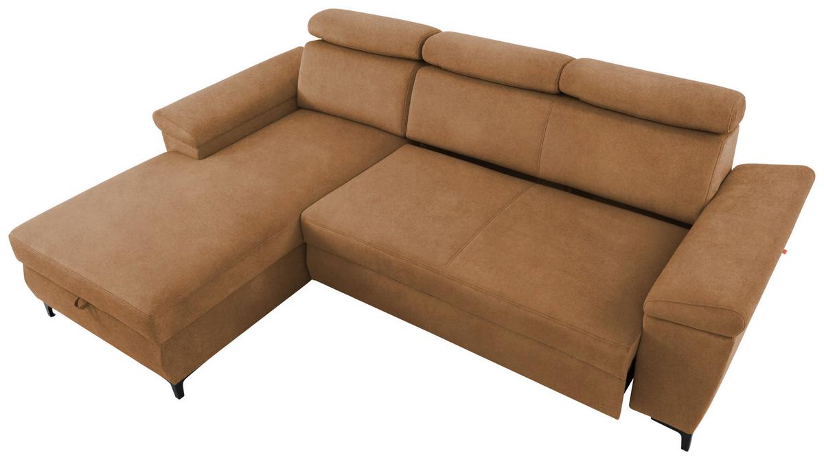 Eckschlafsofa Santi Bernsteinfarben S: 176/258 cm - Bernsteinfarben/Schwarz, MODERN, Textil (176/258cm) - MID.YOU
