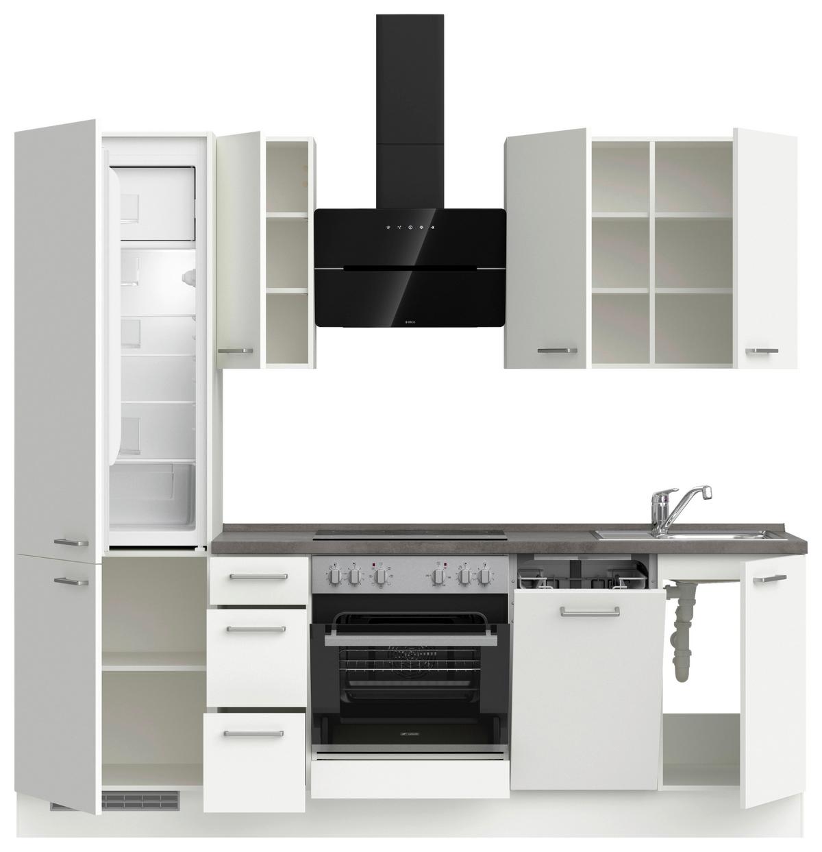 KÜCHENLEERBLOCK TOUCH HIGH - LINE, H2 LINKS - Weiß/Grau, MODERN, Holzwerkstoff (240cm) - Nobilia