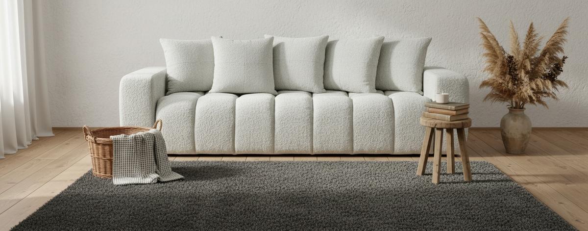 Schlafsofa Cloud Weiß B: 250 cm - Creme/Schwarz, Basics, Textil (250/86/140cm) - Livetastic