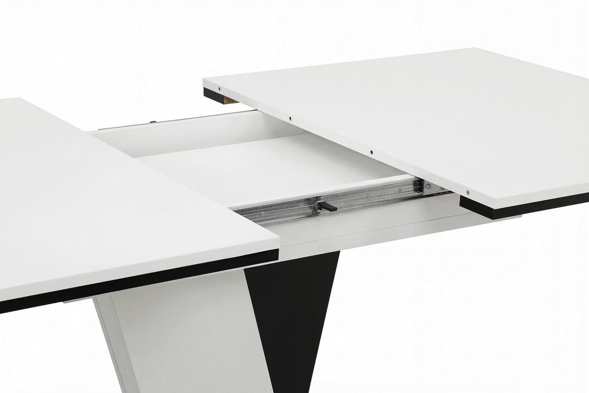 Esstisch Lucy T weiß, B: 140-180cm - Schwarz/Weiß, KONVENTIONELL, Holzwerkstoff (140-180/90/76cm) - Boxxx