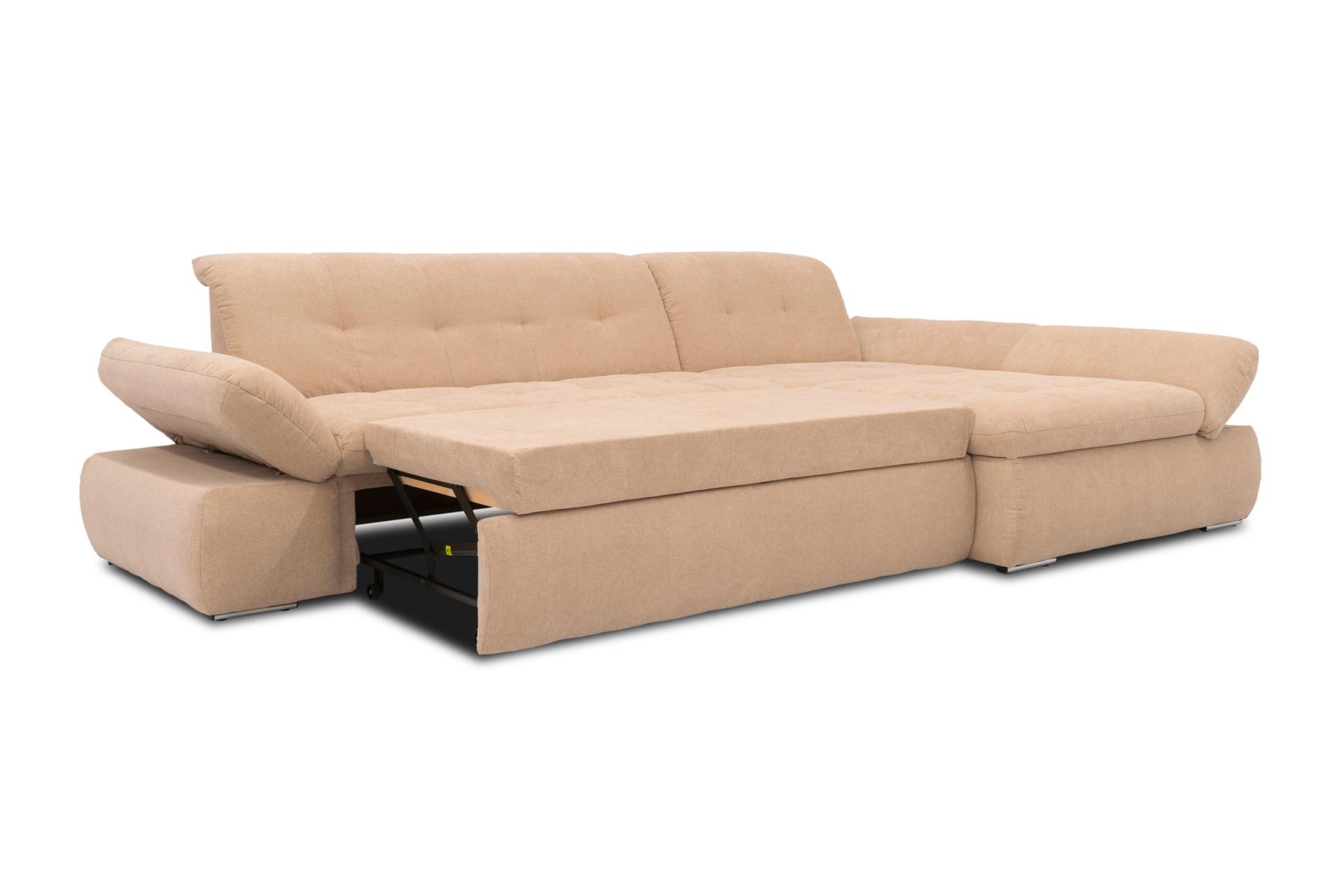 Ecksofa mit Schlaffunktion Moric Beige Mikrofaser - Chromfarben/Beige, KONVENTIONELL, Textil (300/172cm) - MID.YOU