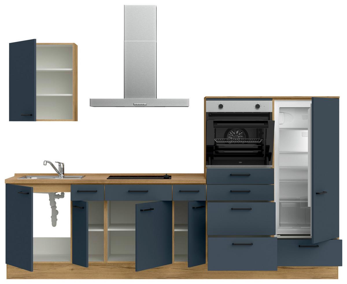 Küchenleerblock Easytouch Low-Line, L4 Rechts - Blau/Eichefarben, MODERN, Holzwerkstoff (300cm) - Nobilia