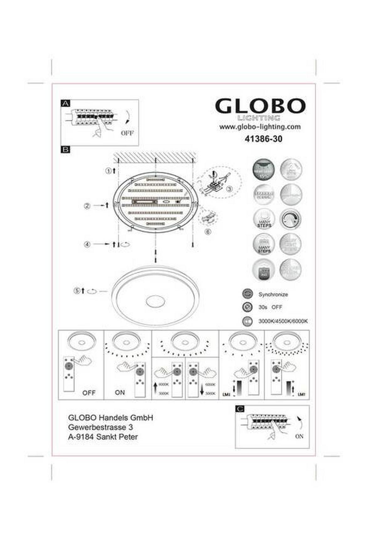 LED-Deckenleuchte Opal Weiß D: 68 cm - Opal/Weiß, Basics, Kunststoff/Metall (68/10cm) - Globo