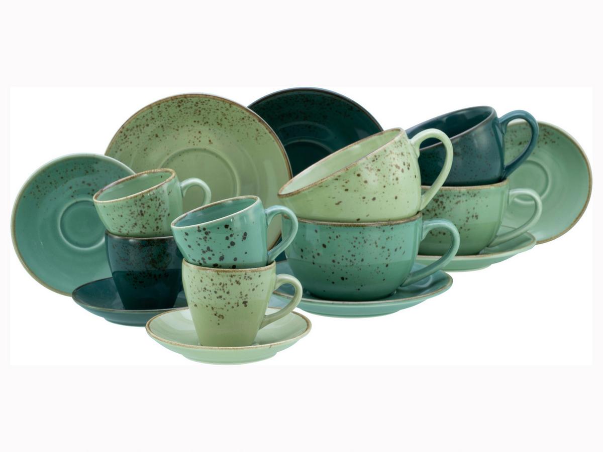 Tassenset Nature Collection,grün,16--teilig. - Waldgrün/Salbeigrün, Basics, Keramik - Creatable