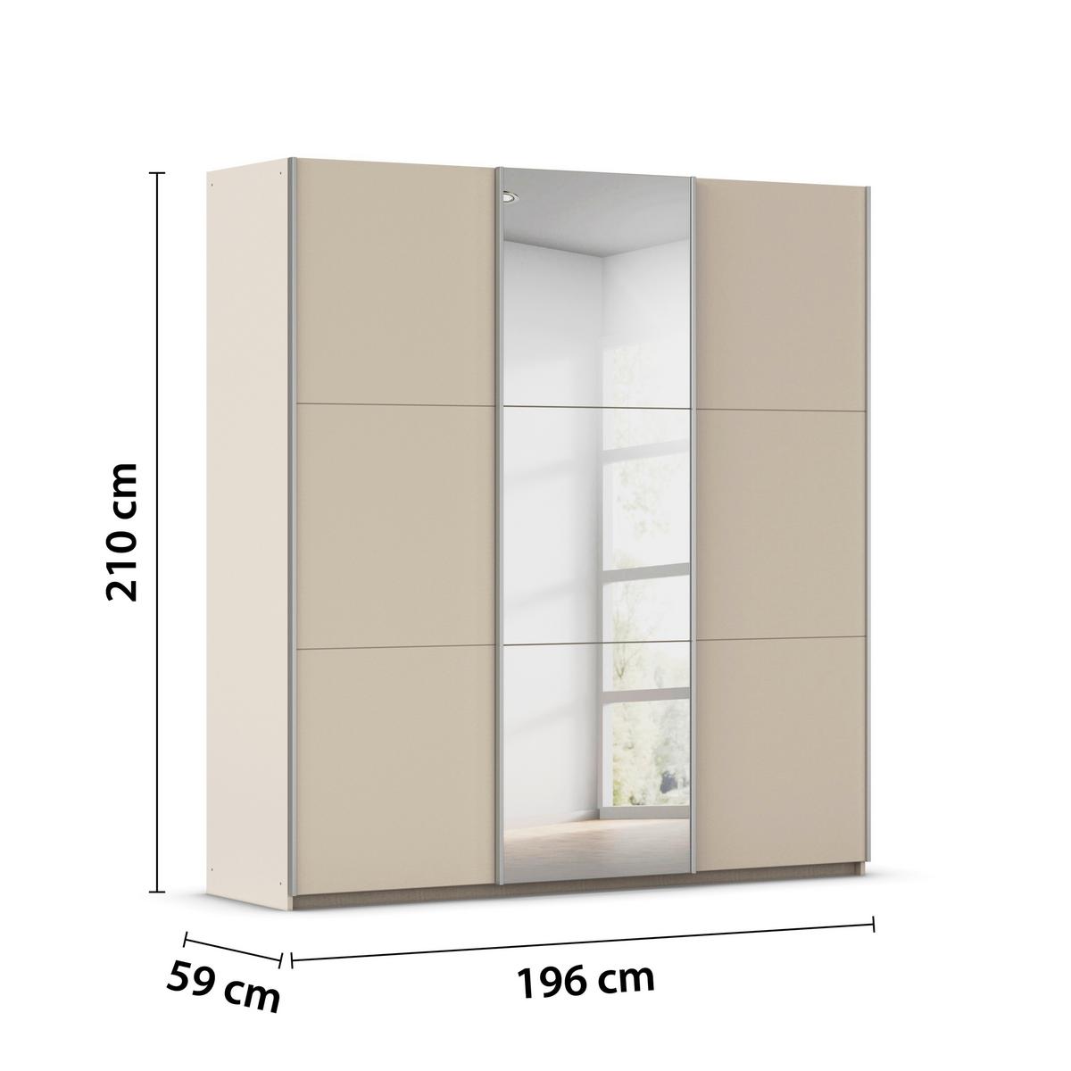 SCHWEBETÜRENSCHRANK Berny, Champagner B: 196 cm - Champagner, Trend, Holzwerkstoff (196/210/59cm) - Rauch Möbel