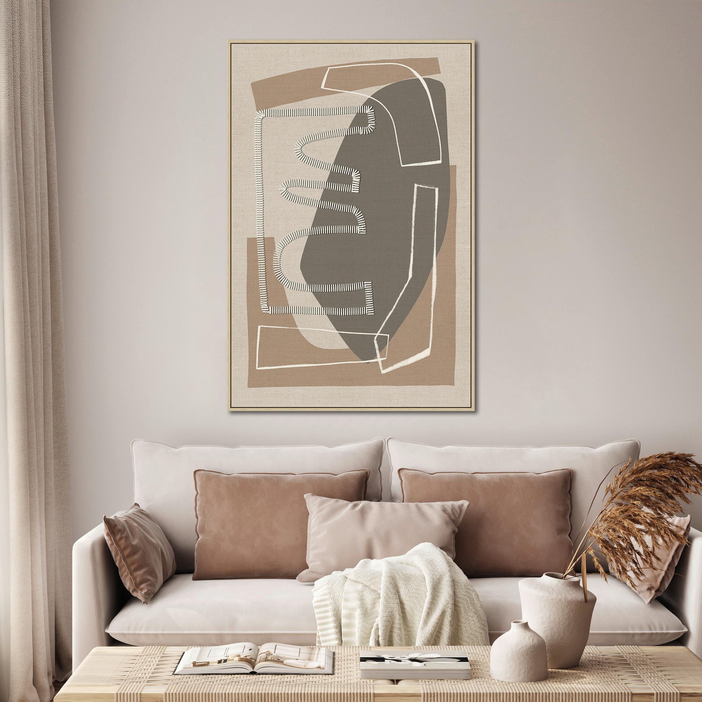 Obraz na plátně LOTTA, 60x90cm - šedá/přírodní barvy, Moderní, kompozitní dřevo/textil (60/90cm) - Premium Living