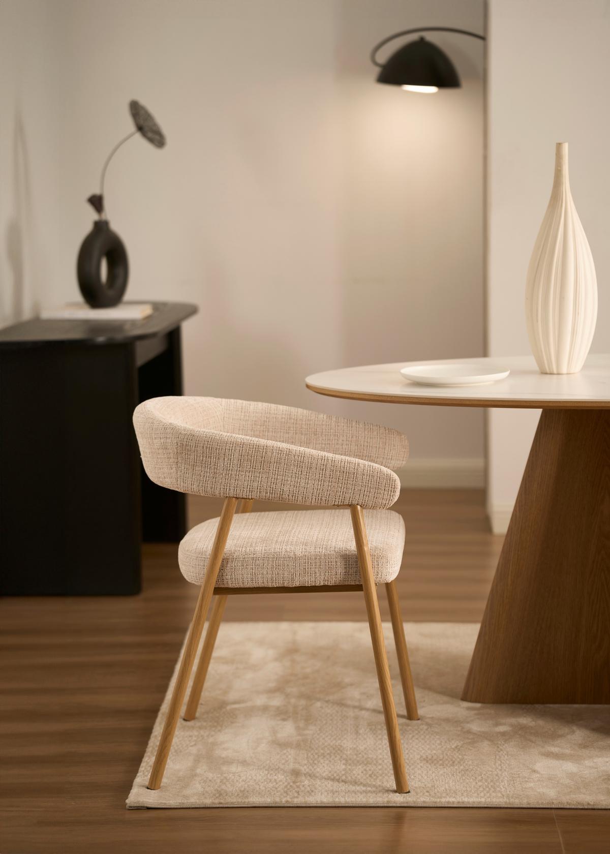 Armlehnstuhl Flora Eichefarben/Beige B: 56 cm - Eichefarben/Beige, MODERN, Holz/Textil (56cm) - Livetastic