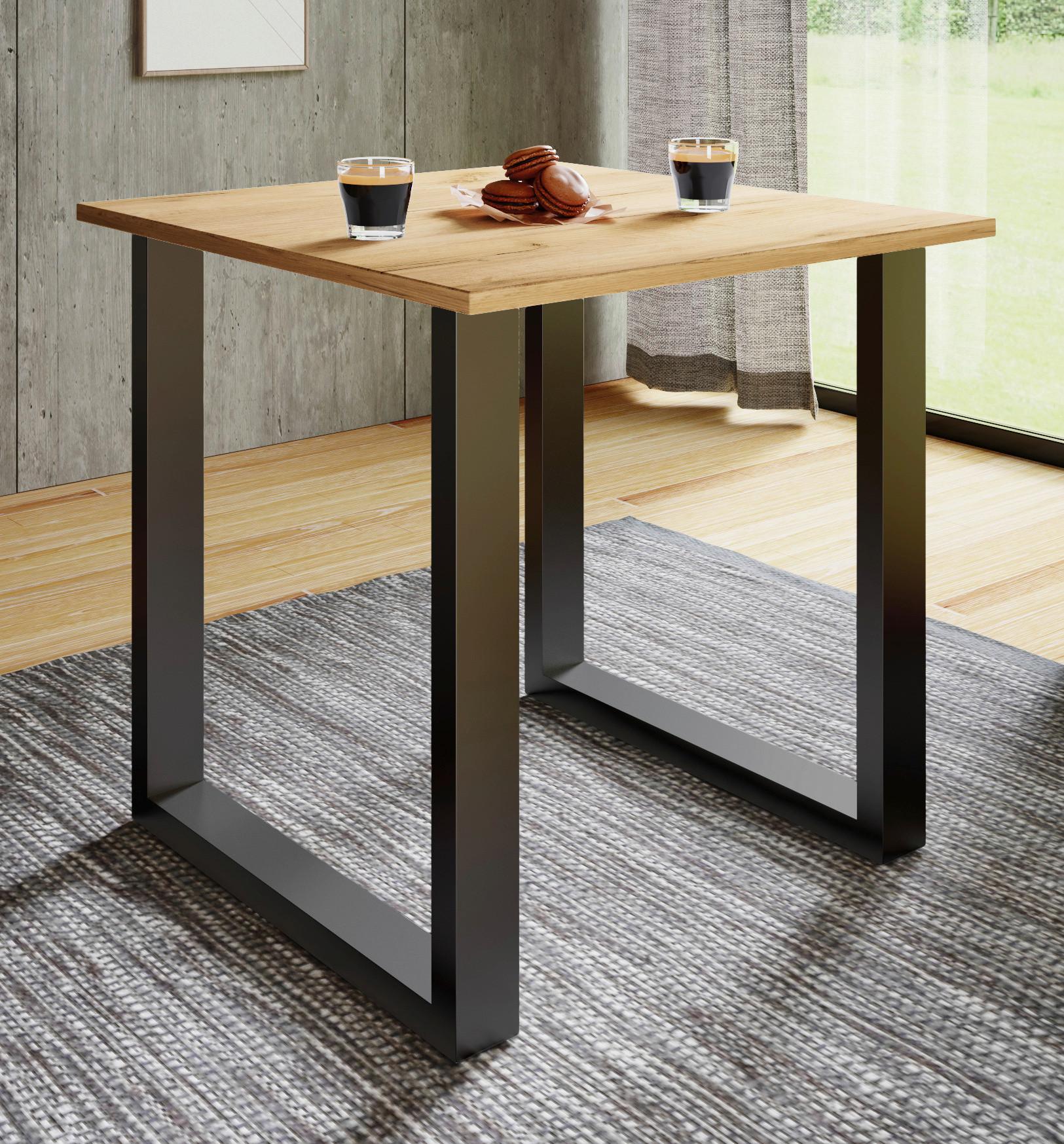 L: 80 cm Schwarz, Honigeiche - Honigeiche/Schwarz, Design, Holzwerkstoff/Metall (80/80/76cm) - MID.YOU