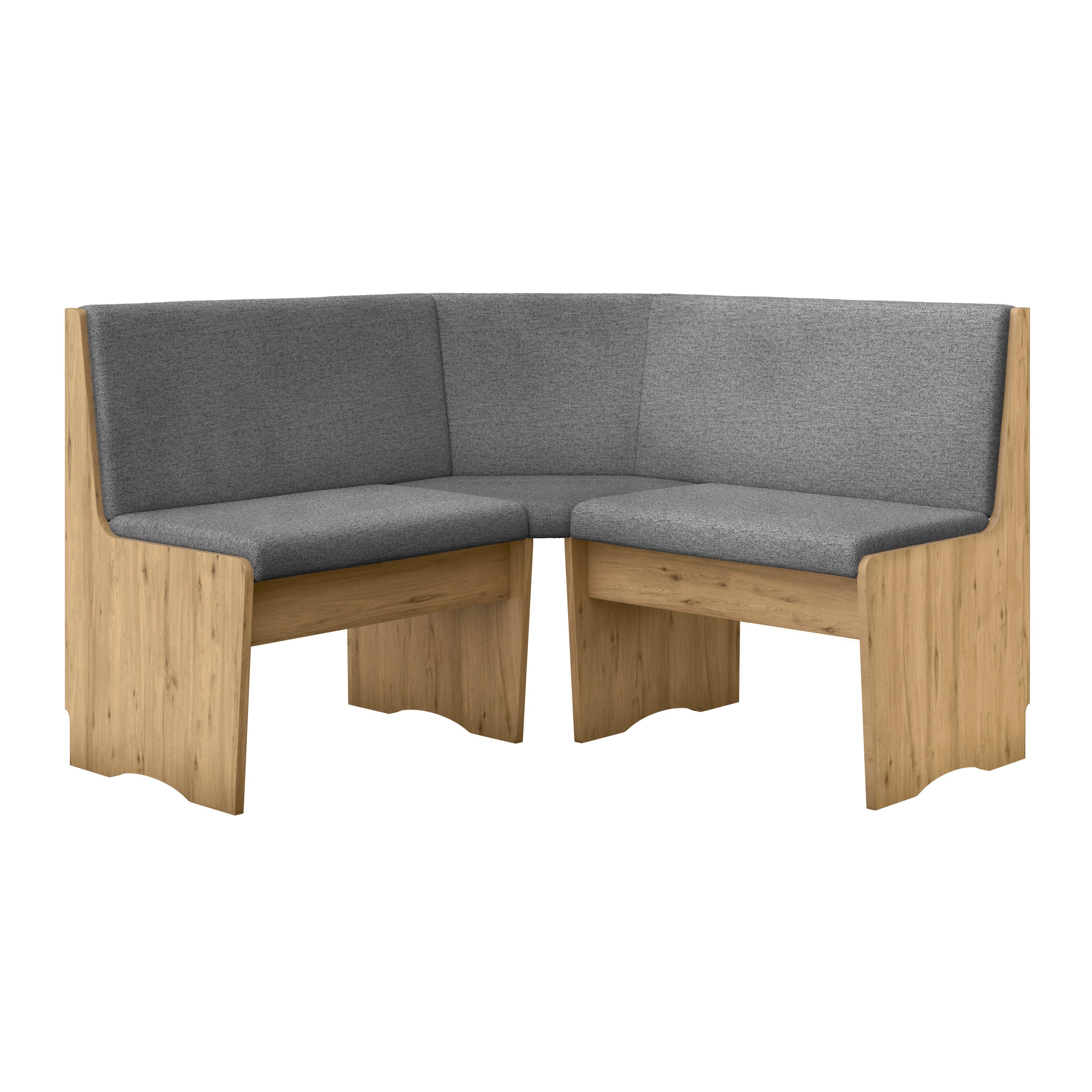 Eckbank Lüdge Webstoff dunkelgrau, 125x125cm - Dunkelgrau/Eiche Artisan, ROMANTIK / LANDHAUS, Holzwerkstoff/Textil (125/125cm)
