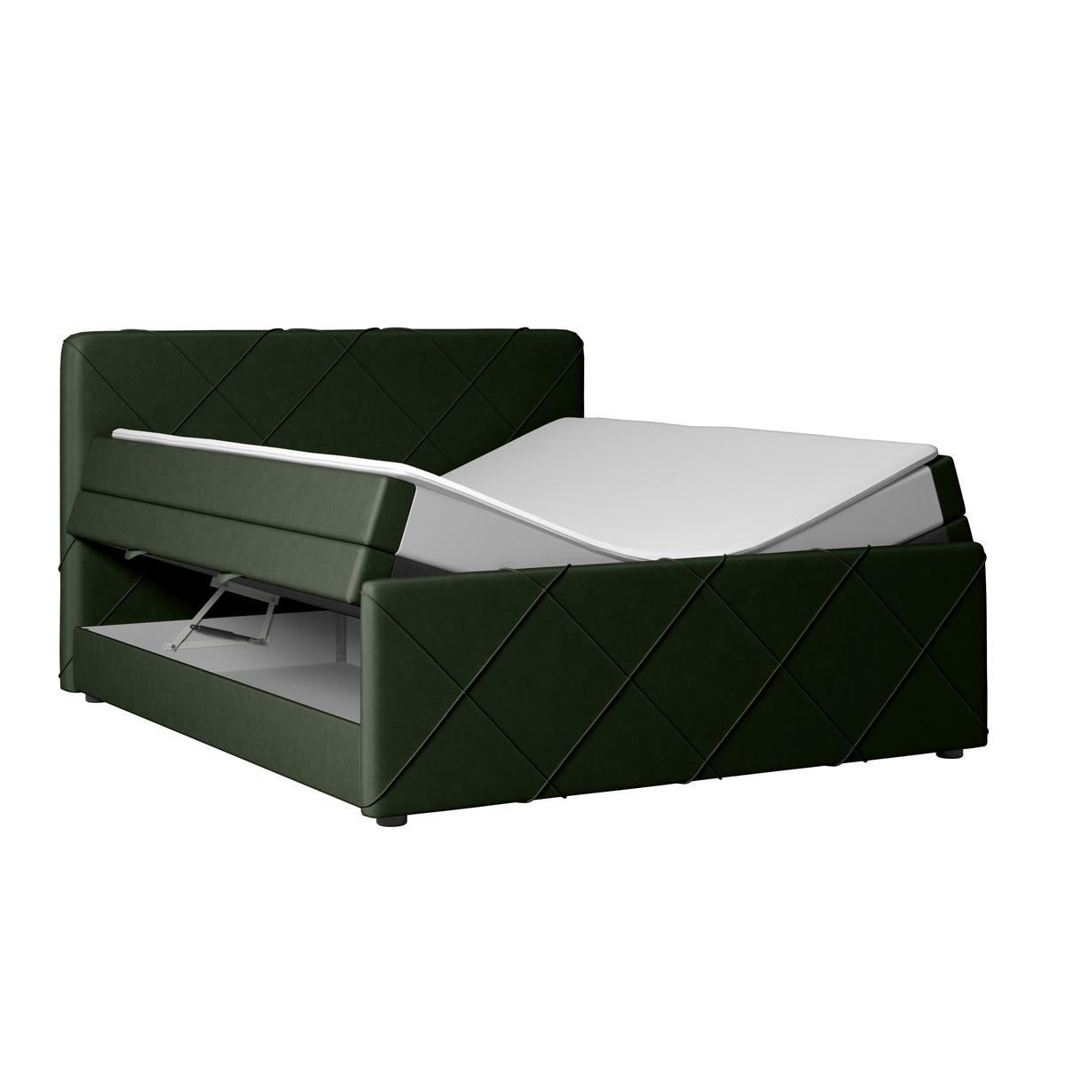 Boxspringbett mit Bettkasten Cordoba 180x200 cm Grün - Schwarz/Grün, MODERN, Holz/Kunststoff (180/200cm) - MID.YOU