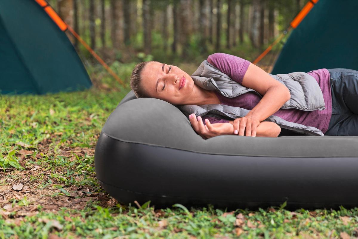 Luftbett Lisha 191x137x30 cm Bis 300kg, inkl. Pumpe - Dunkelgrau/Schwarz, KONVENTIONELL, Kunststoff/Metall (191/137/30cm) - Bestway