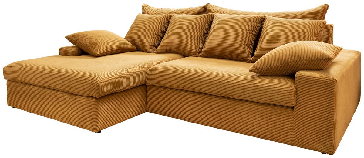 Ecksofa Avellino Goldfarben S: 200/278 cm - Goldfarben/Schwarz, MODERN, Textil (200/278cm) - Livetastic