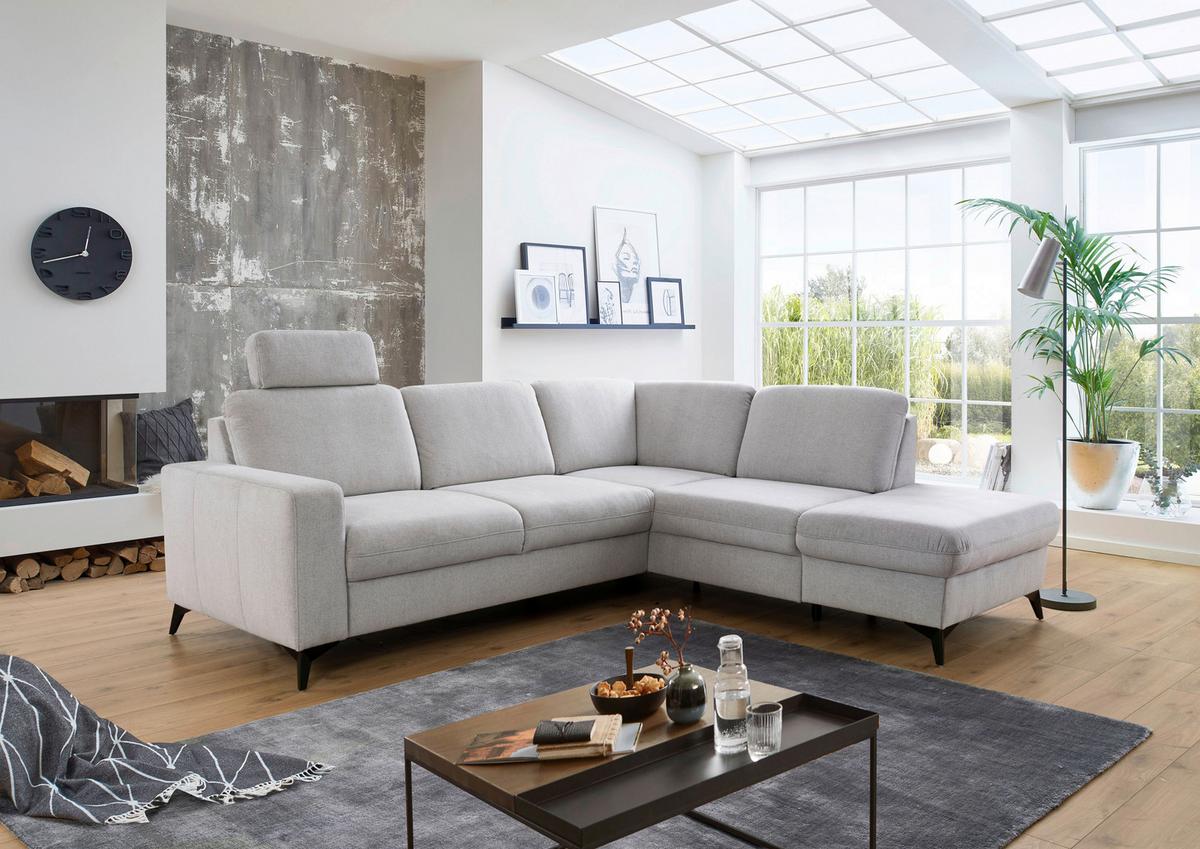 SEDACÍ SOUPRAVA LOLLAND - černá/světle šedá, Moderní, kov/textil (249/212cm)