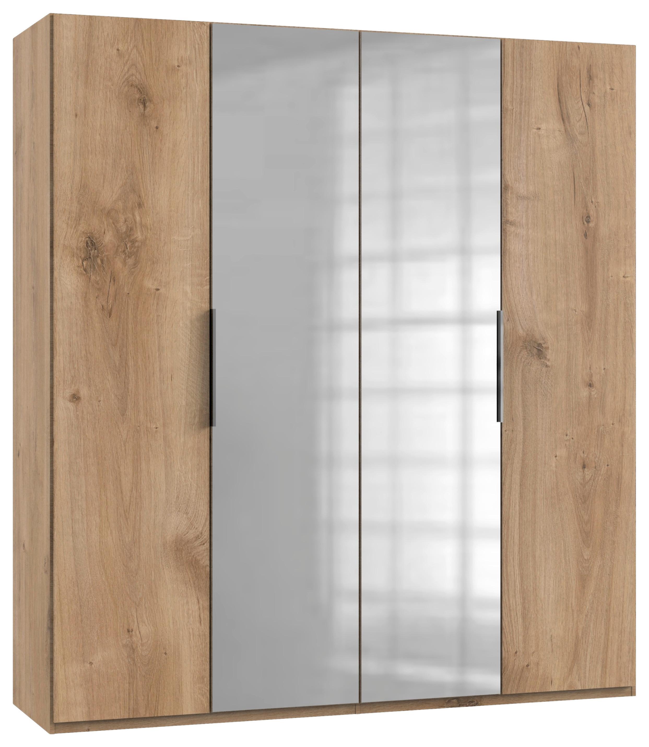 Drehtürenschrank Mit Spiegel 200 Cm Level, Eiche Dekor - Eichefarben, MODERN, Holzwerkstoff (200/216/58cm) - MID.YOU