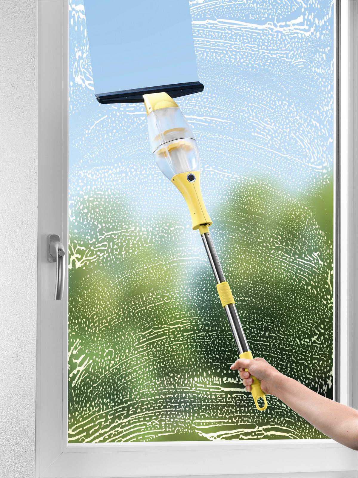 Akku-Fenstersauger B: 28 cm mit Teleskopstange - Gelb/Schwarz, Basics, Kunststoff/Metall (9/83/28cm) - CLEANMAXX