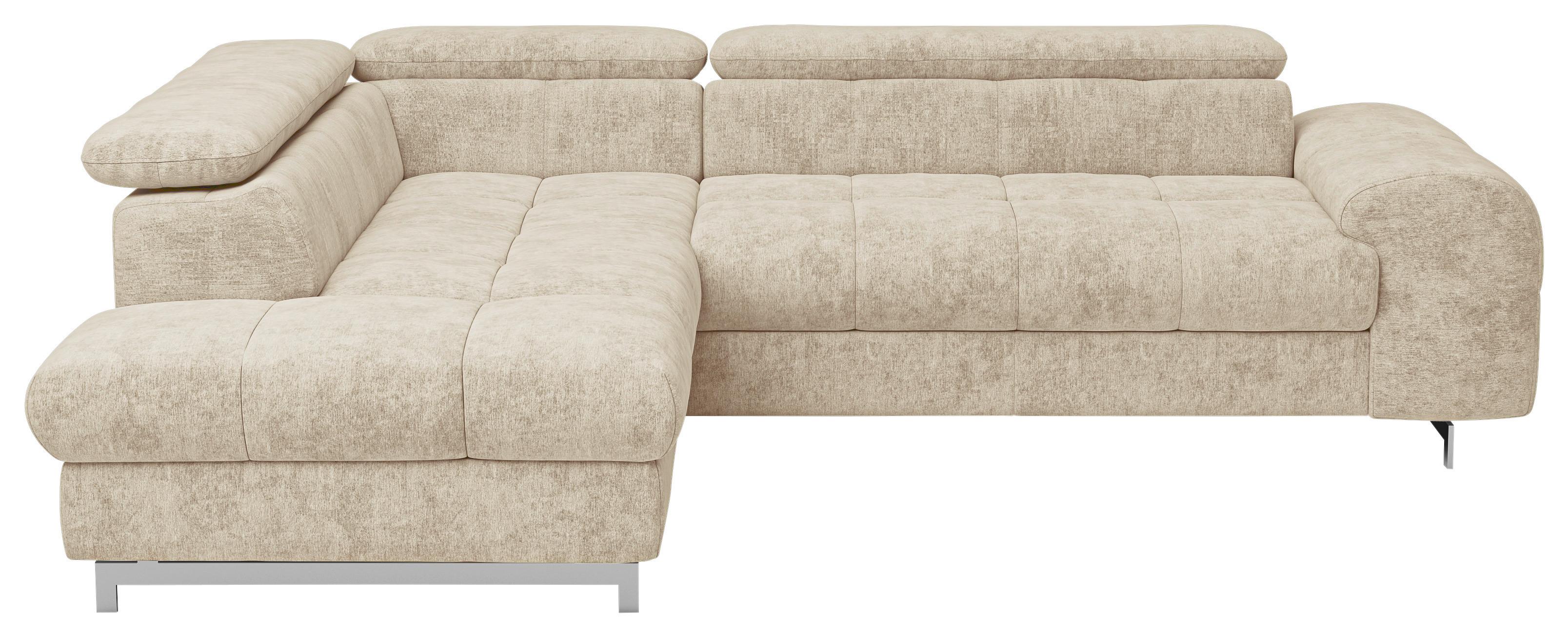 Ecksofa mit Schlaffunktion Cloud + Beige - Chromfarben/Beige, KONVENTIONELL, Textil (206/257cm) - Livetastic