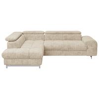 Ecksofa mit Schlaffunktion Cloud + Beige - Chromfarben/Beige, KONVENTIONELL, Textil (206/257cm) - Livetastic