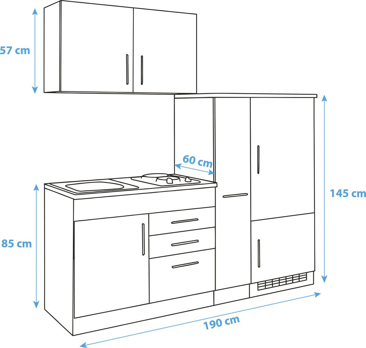 Küchenblock Toronto Weiß/Graphitfarben B: 190 cm - Graphitfarben/Weiß, MODERN, Holzwerkstoff (190cm) - Held